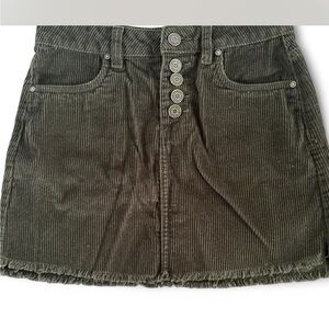 Olive Corduroy Button-Up Skirt